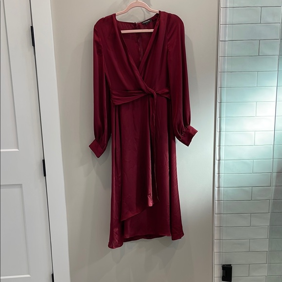 Express Dresses & Skirts - Express Elegant Burgundy Wrap Dress Size S